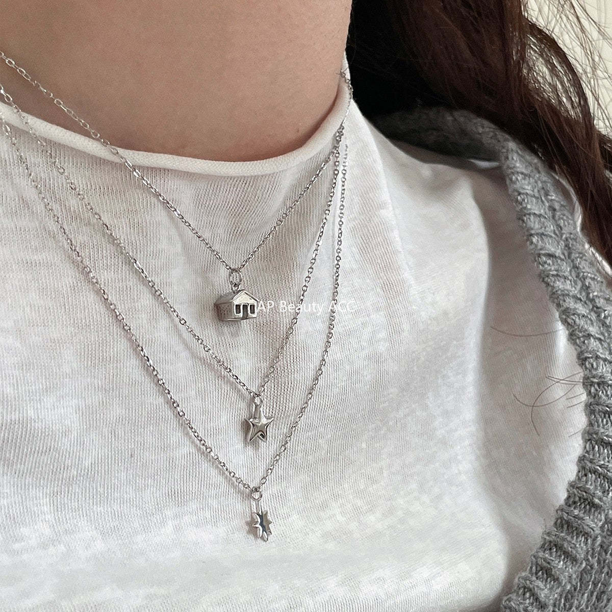 A관 - 925 실버 별 하우스 펜던트 체인 목걸이 [XL-1211] 25.10-4