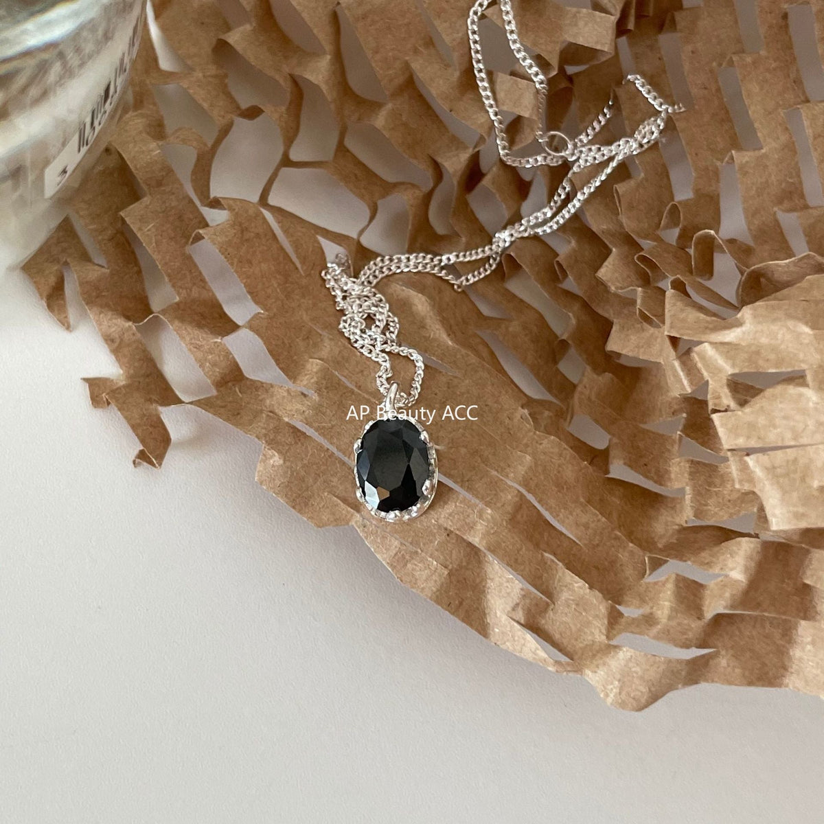 F관 - 925 실버 블랙 원형 큐빅 펜던트 목걸이 [B1083] 25.11-2