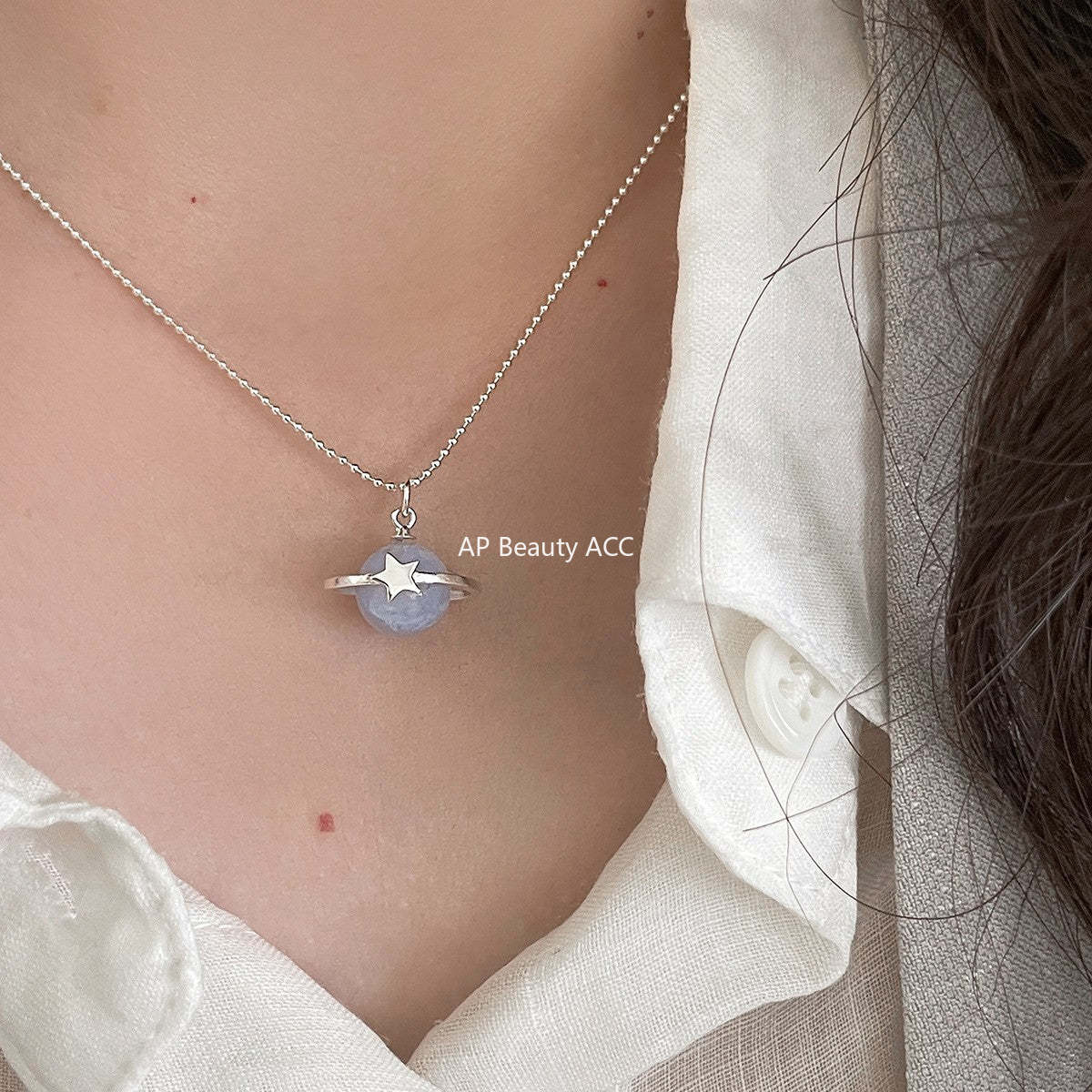 A관 - 925 실버 행성 별 천연석 펜던트 목걸이 [XL-1208] 25.09-4