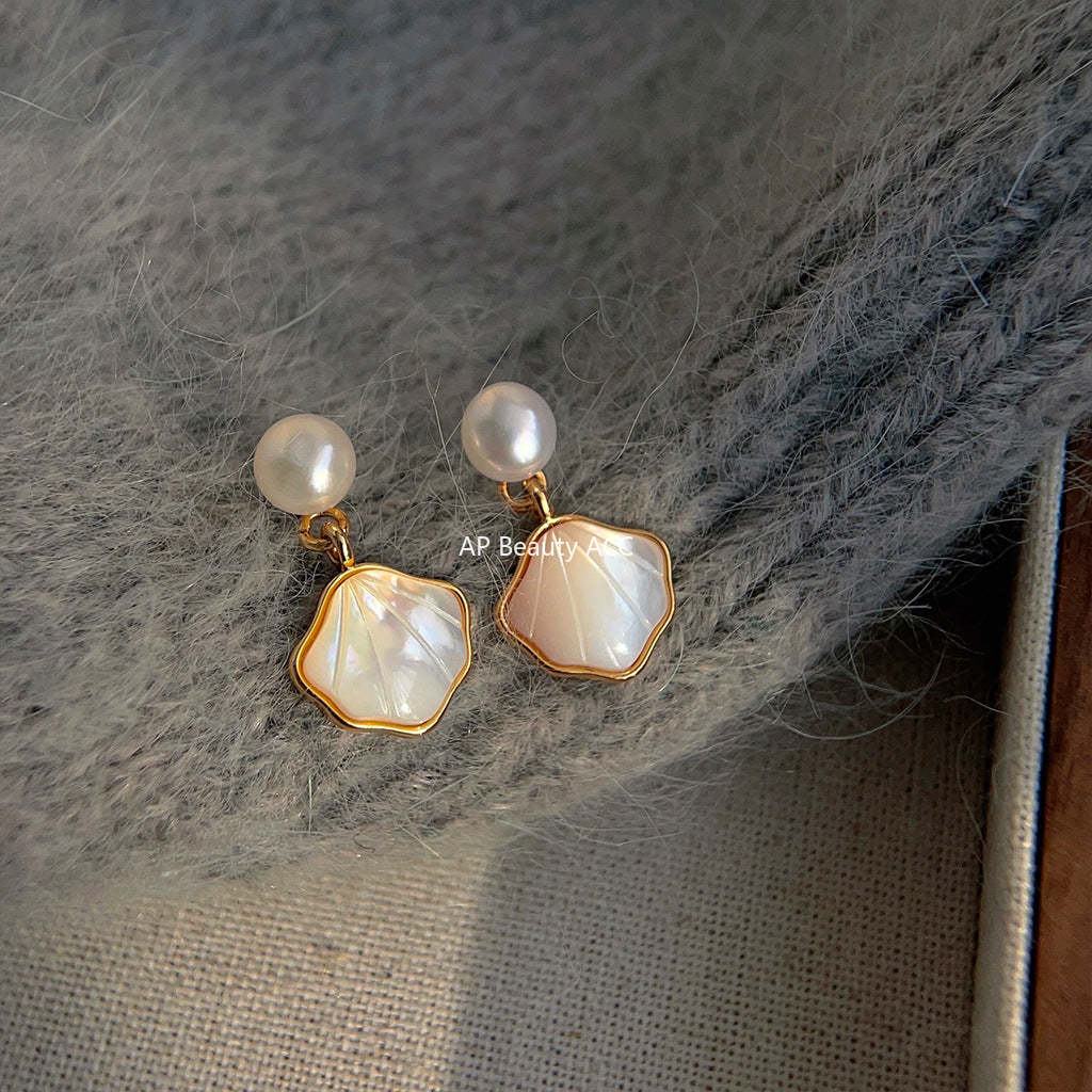 C관 - 담수 진주 고급스러운 14K 도금 은침 귀걸이 [3552] 24.04-2