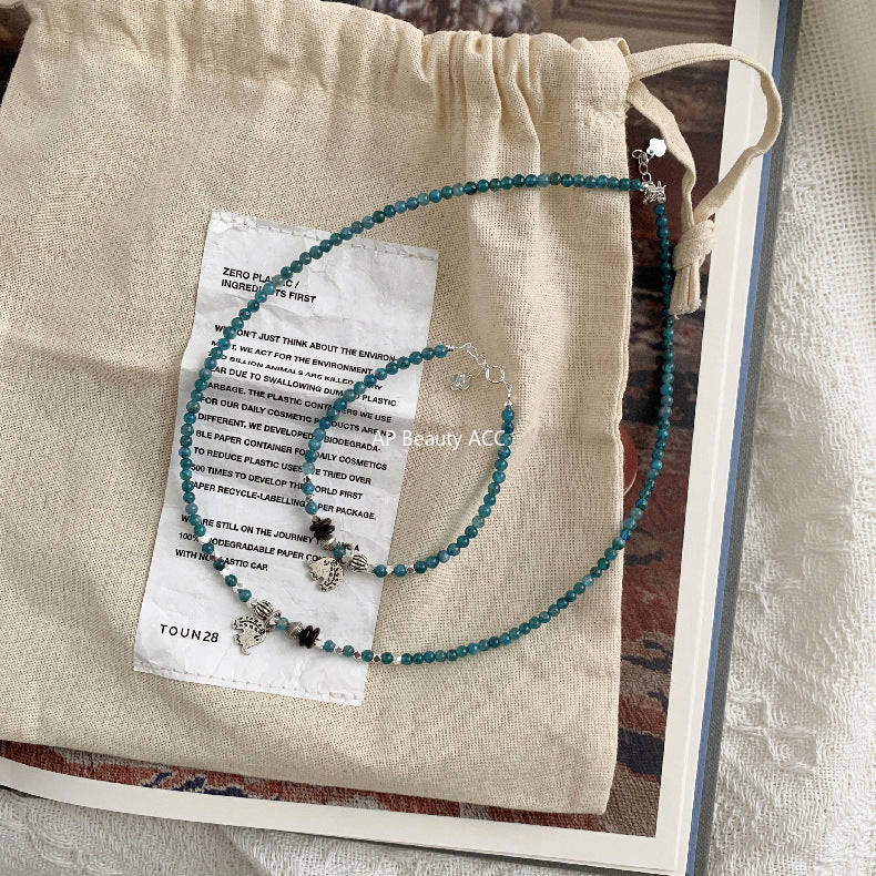 A관 - 925 실버 핸드메이드 코끼리 펜던트 아파타이트 팔찌 목걸이 [1545] 25.11-2