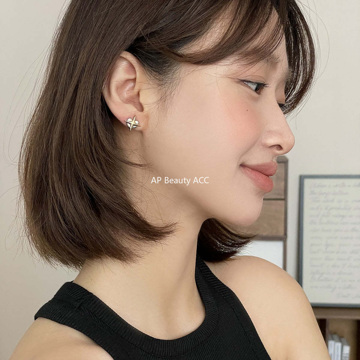 A관 - 925 은침 반짝이는 하트 사각별 귀걸이 [EH-3171] 24.09-1