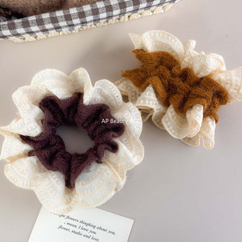 E관 - 니트 레이스 더블 레이어 곱창 헤어밴드 [27716] 25.11-4