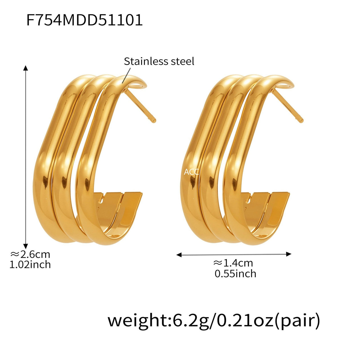 D관 - 스테인리스 18K 도금 레이어 하트 트위스트 귀걸이 [F753] 25.11-1