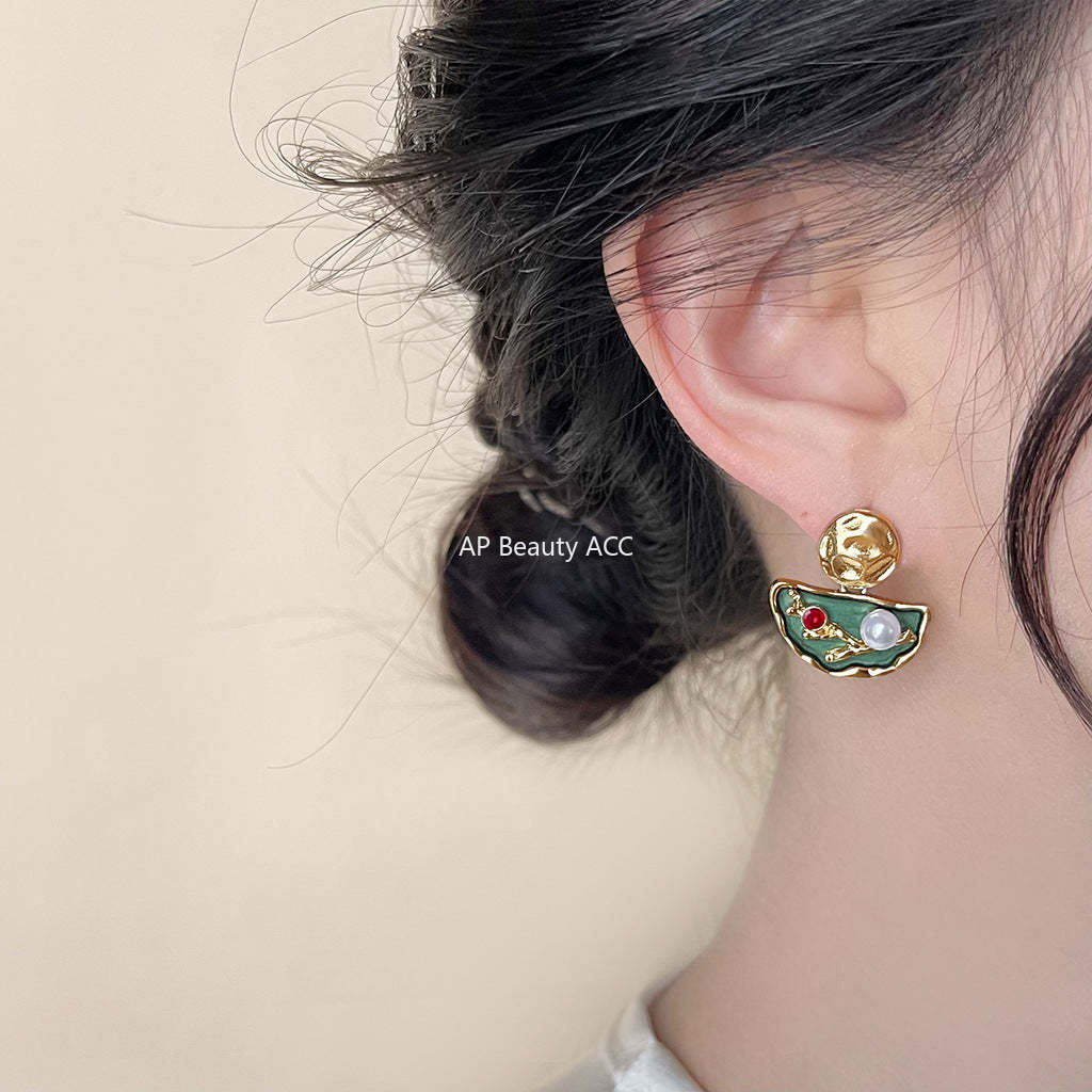 C관 - 복고풍 진주 14K 도금 은침 귀걸이 [4238] 24.06-4