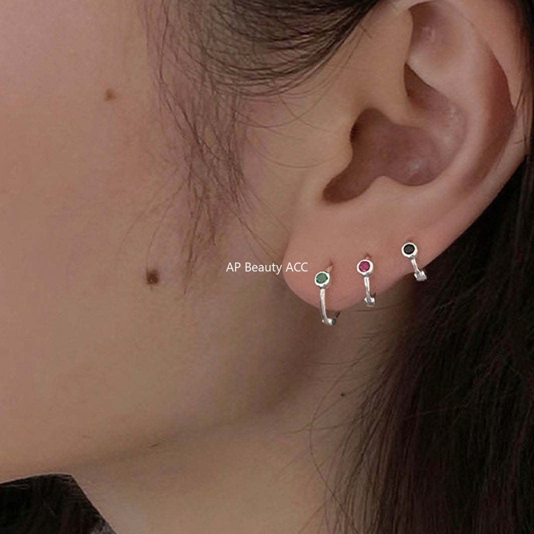 A관 - 컬러 큐빅 레이어드 은침 귀걸이 [EH-3574] 25.05-4