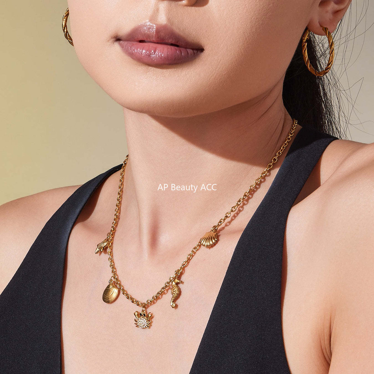 D관 - 스테인리스 스틸 게 조개 파인애플 큐빅 펜던트 목걸이 팔찌 반지 [TXP443] 25.10-4