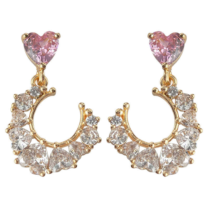 C관 - 달 모양 미니 큐빅 심플 세련된 14K 도금 귀걸이 [4328] 24.06-3