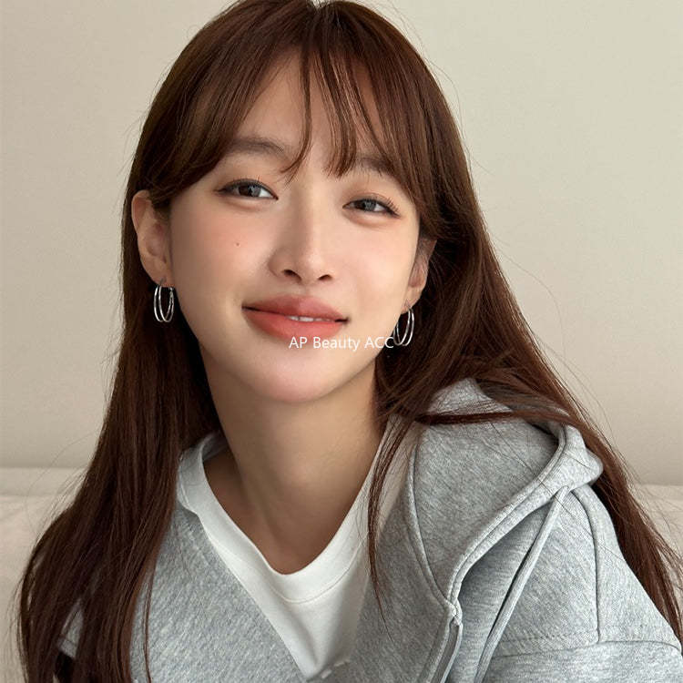 A관 - 더블 라인 레이어 925 은침 후프 귀걸이 [EH-3523.SJ] 25.09-3
