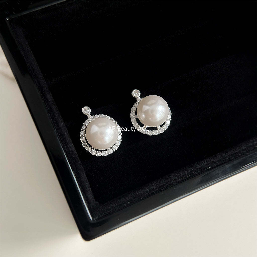 C관 - 글라스 진주 미니 큐빅 원형 기하학 복고풍 귀걸이 [4442-4443] 24.07-3