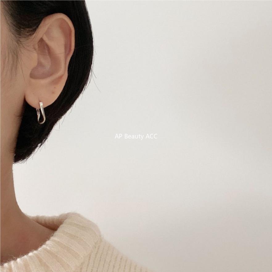 F관 - 925 실버 불규칙 곡선 링 귀걸이 [C1094] 25.10-4