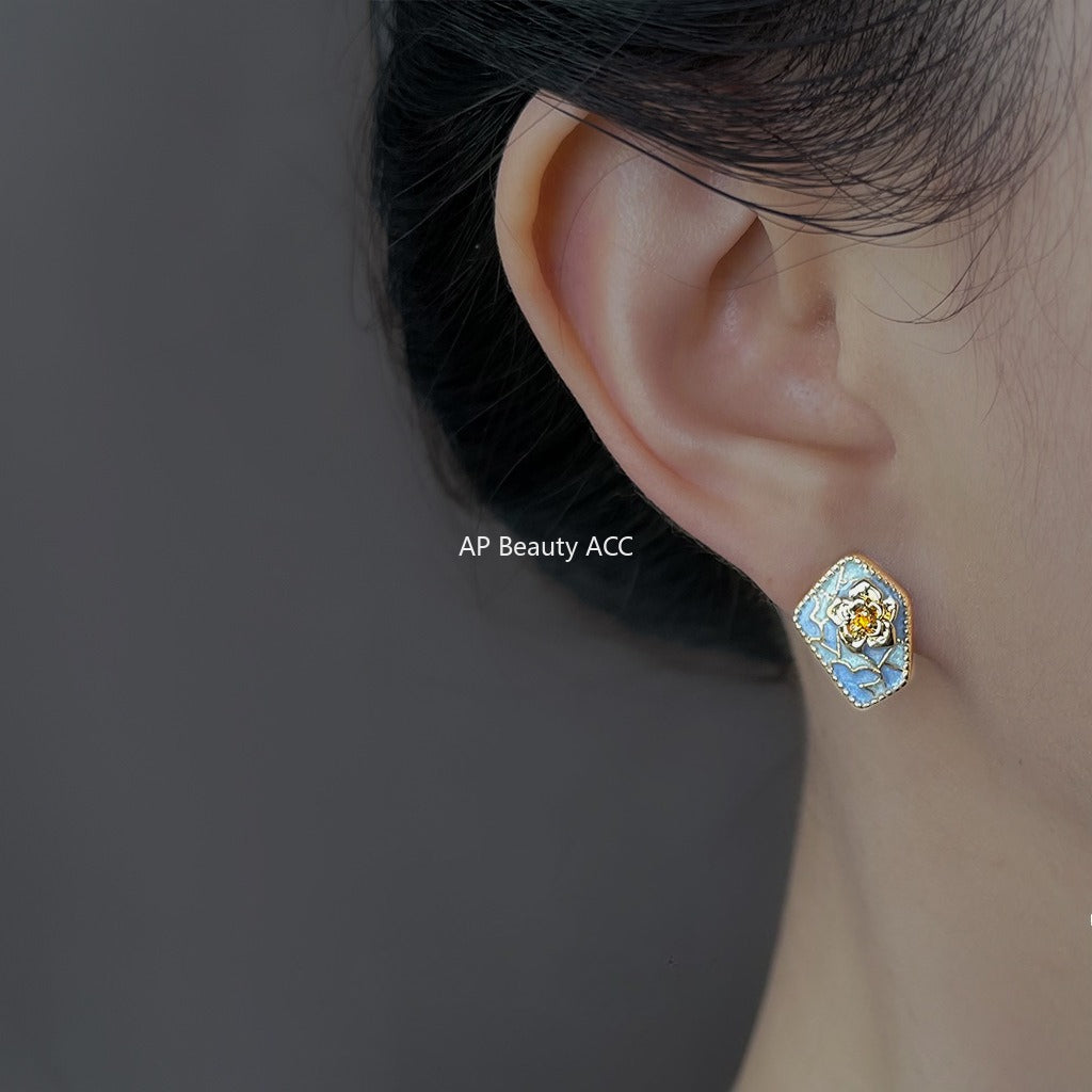 C관 - 925 은침 블루 플라워 귀걸이 [6870] 25.10-1