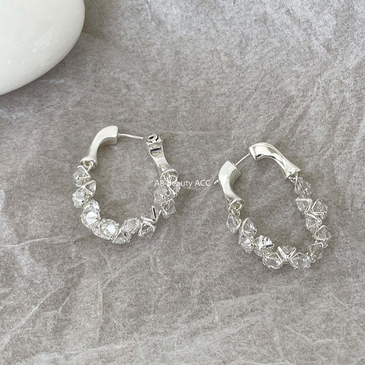 A관 - 입체 서리빛 큐빅 링 귀걸이 [EH-4127] 25.12-1