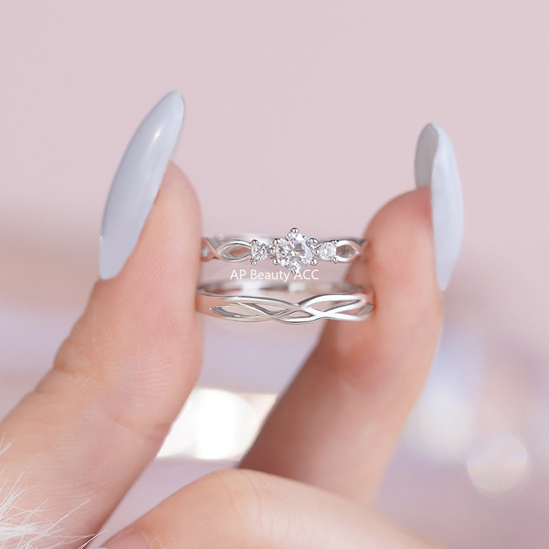 B관 - 999 실버 라인 큐빅 커플 반지 [YC3738R_1] 25.10-1