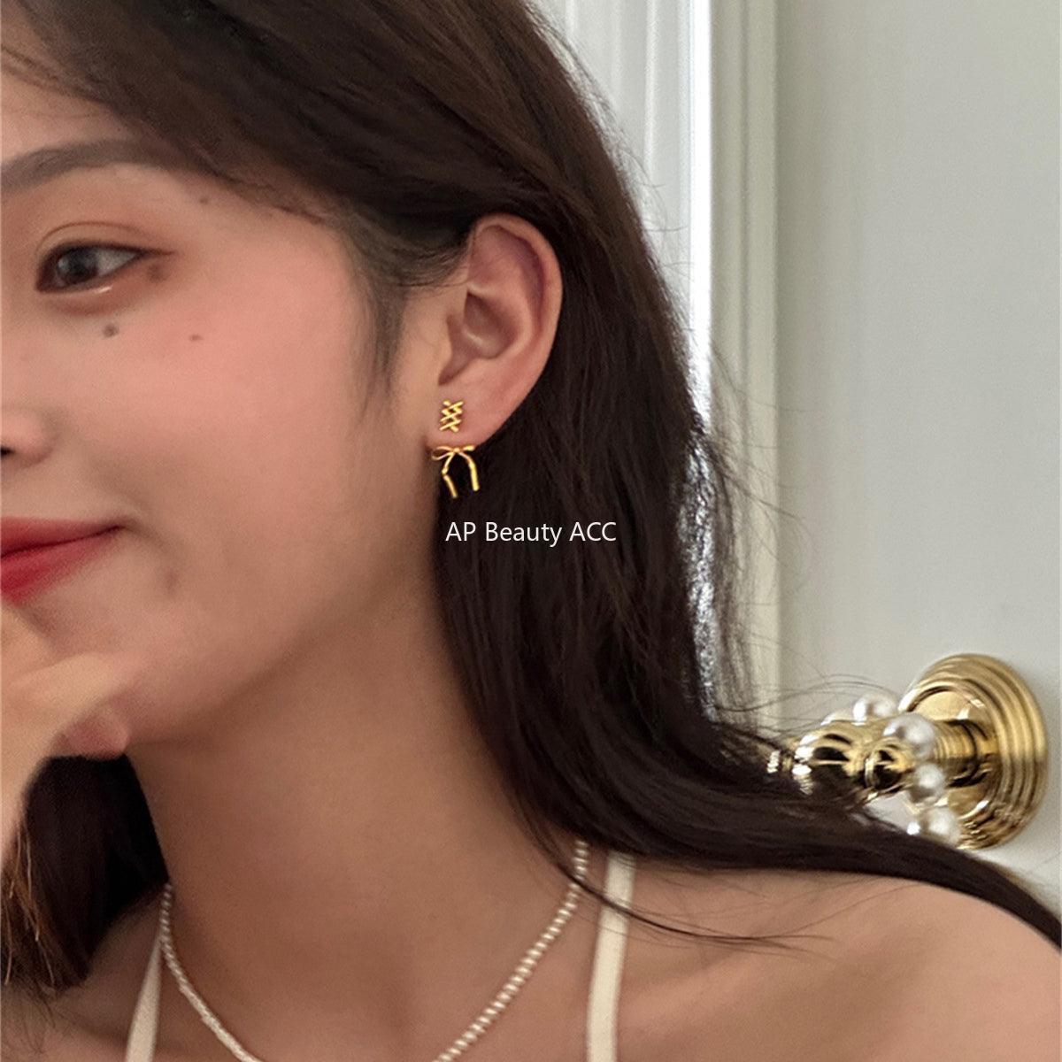 A관 - 925 은침 리본 매듭 디자인 귀걸이 [EH-2324] 25.01-1
