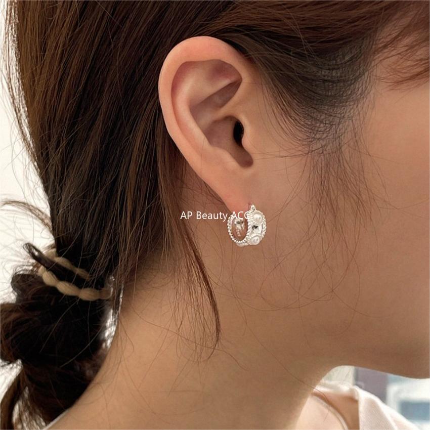 F관 - 925 실버 진주 와이드 귀걸이 [C1238] 25.10-3