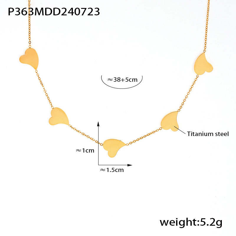 D관 - 티타늄 스틸 18K 도금 비정형 하트 펜던트 목걸이 [P363] 24.08-1