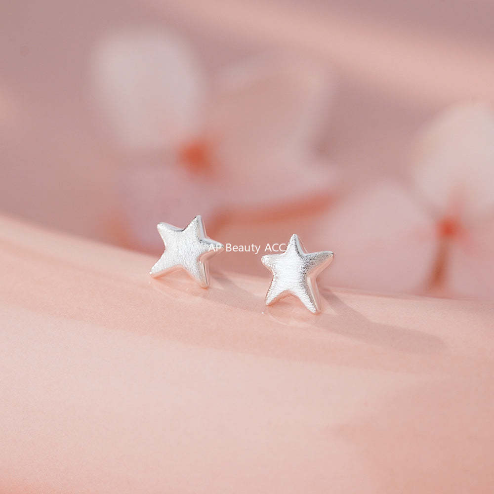 B관 - 999 실버 샌딩 불규칙 별 모양 귀걸이 [YC3448E_1] 25.11-4