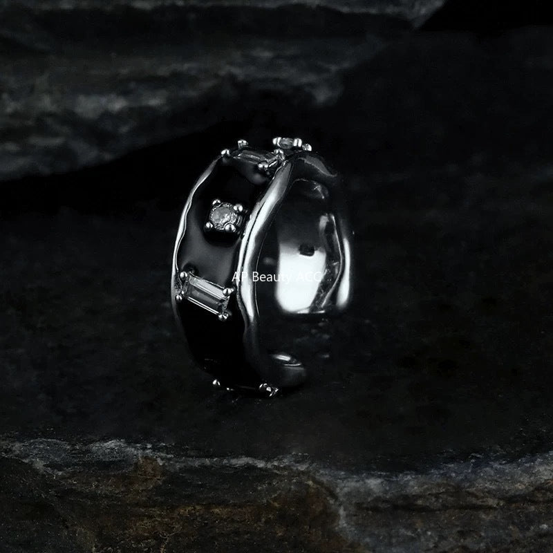 G관 - 블랙 크리스탈 큐빅 남성용 이어커프 귀걸이 [ER866] 25.10-3