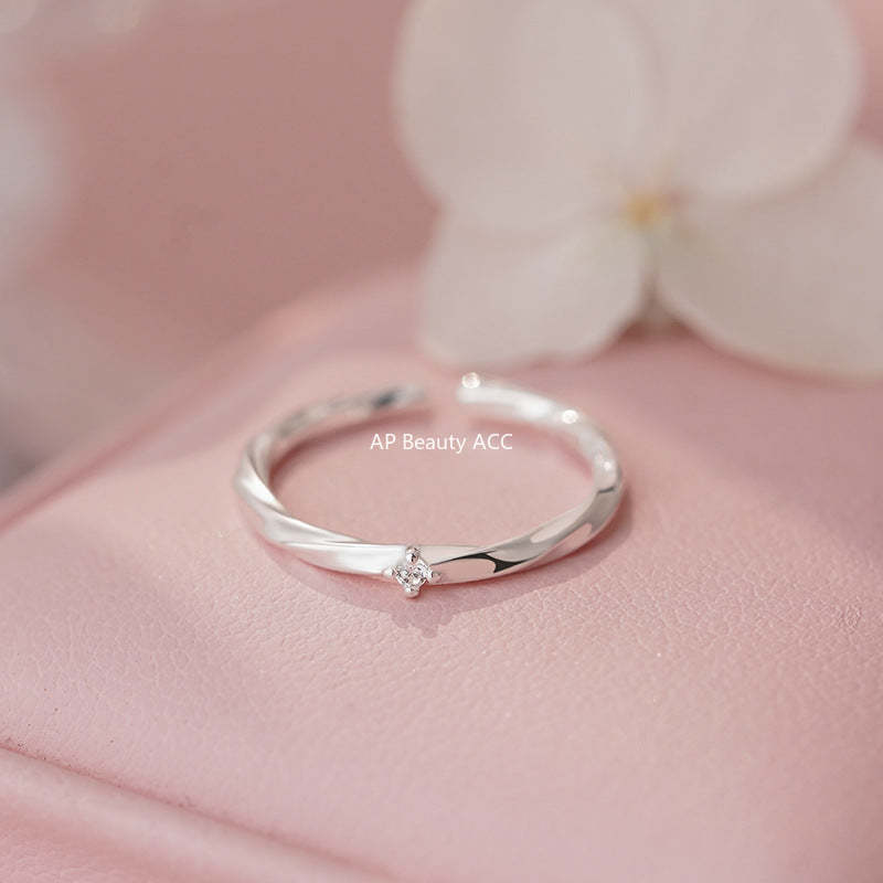 B관 - 999 실버 큐빅 뫼비우스 꼬임 반지 [YC3054R_1] 25.09-4