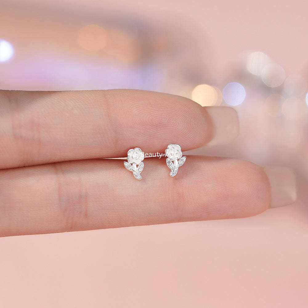 B관 - 999 실버 장미 플라워 귀걸이 [YC3052E_1] 25.11-4