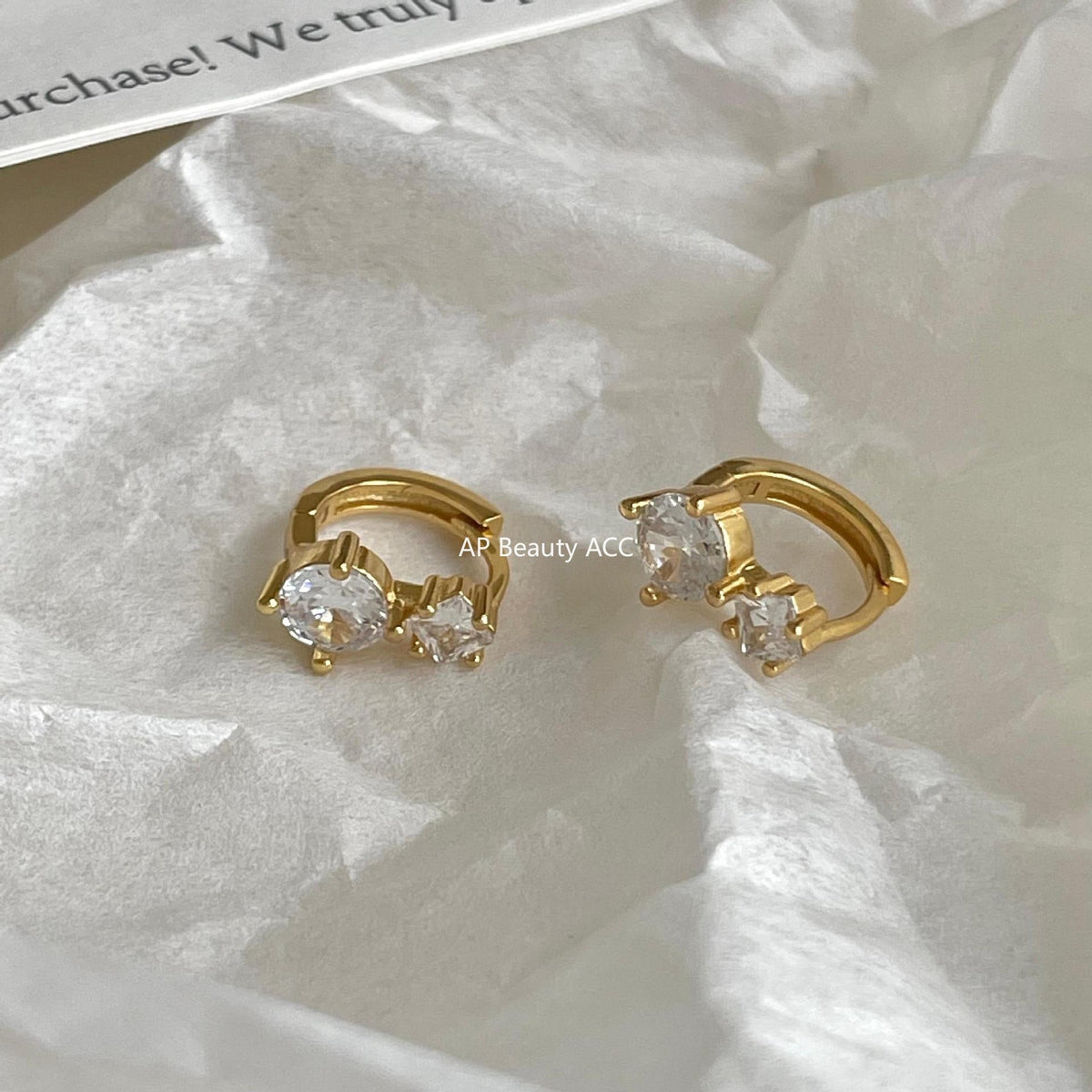 F관 - 925 실버 큐빅 디자인 링 귀걸이 [C1419] 25.11-1