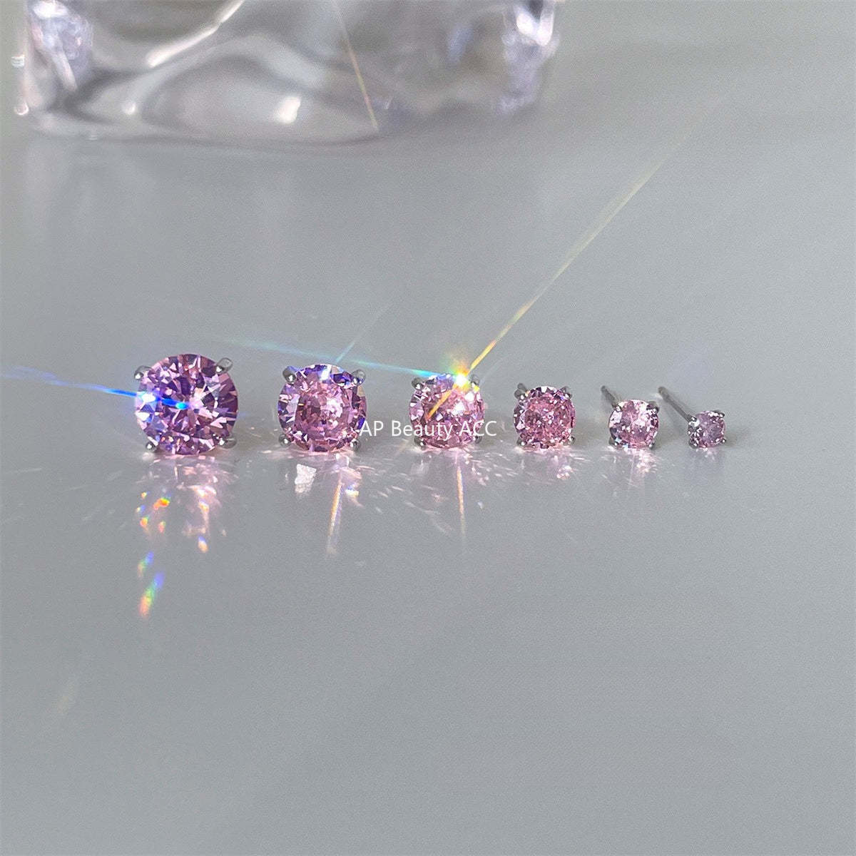A관 - 999 실버 핑크 큐빅 스터드 귀걸이 [EH-4094] 25.10-2