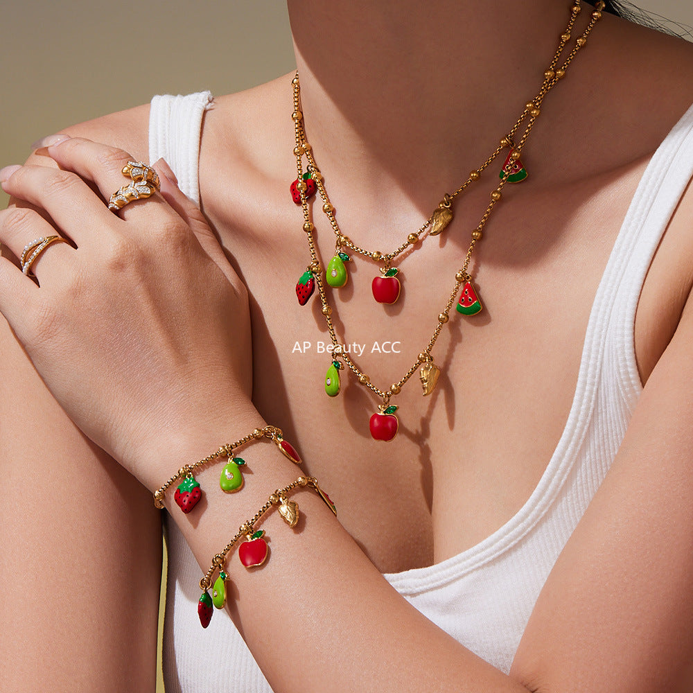 D관 - 스테인리스 스틸 과일 큐빅 펜던트 목걸이 팔찌 발찌 [TXP416] 25.10-1