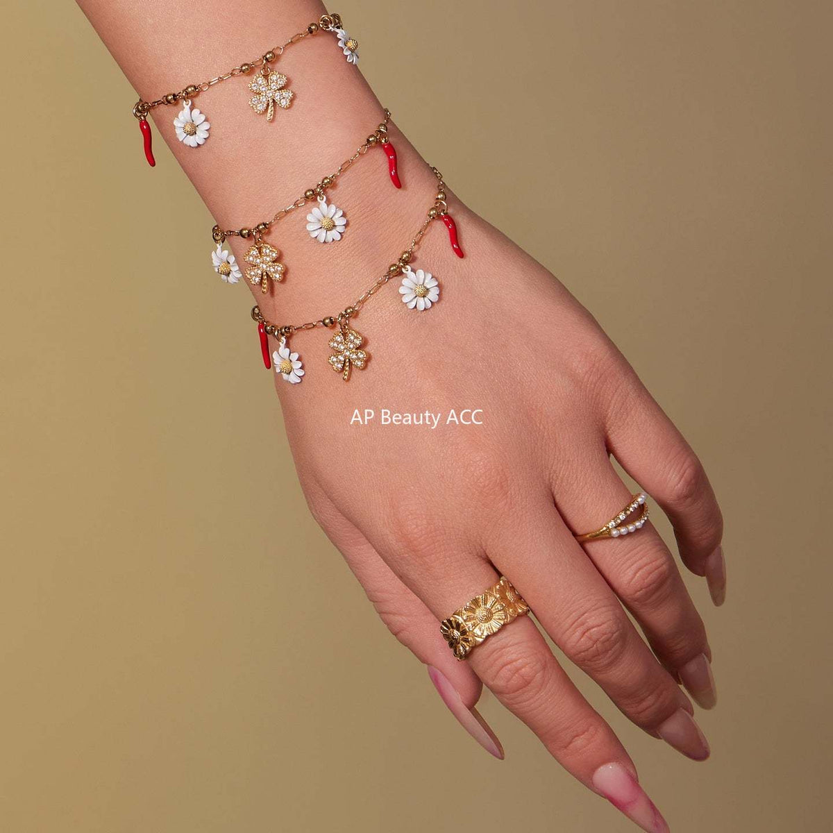 D관 - 스테인리스 스틸 네잎클로버 데이지 펜던트 큐빅 목걸이 팔찌 [TXP483] 25.11-4