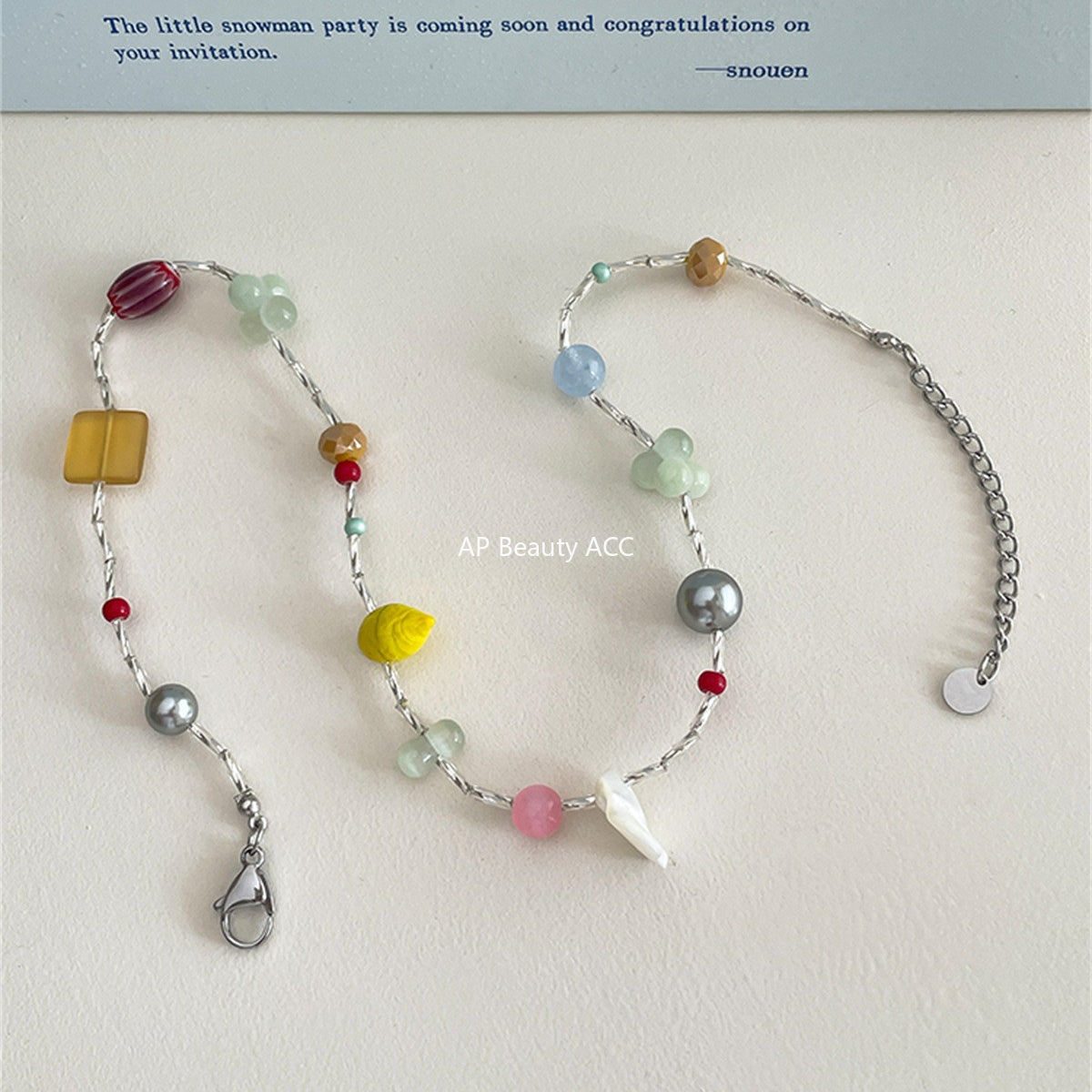 A관 - 컬러 원석 자개 비즈 목걸이 [XL-1215] 25.10-1