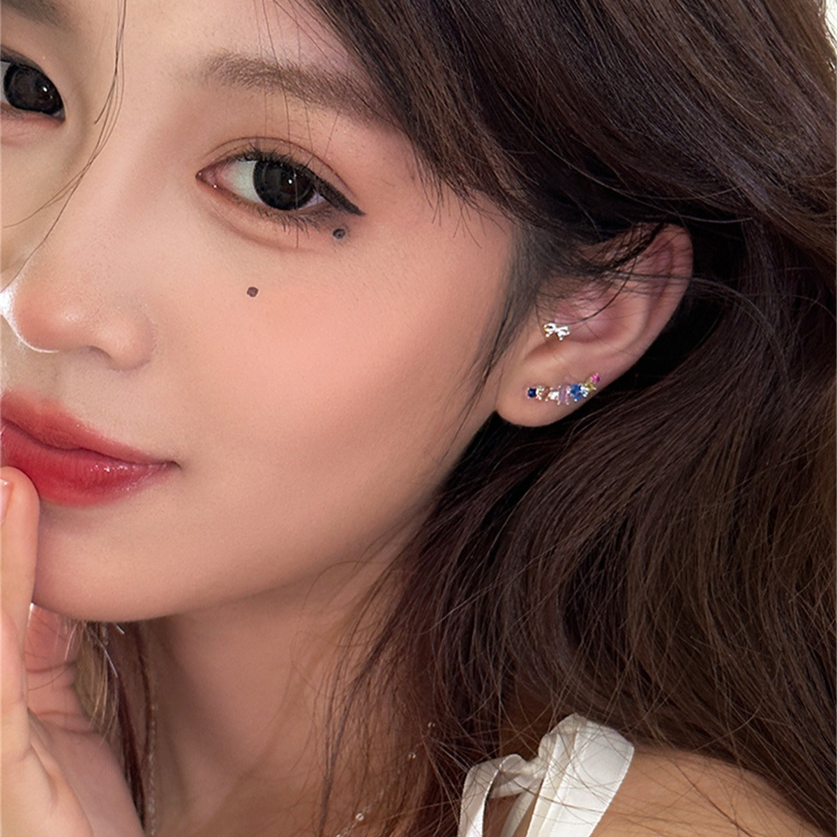 A관 - 925 은침 컬러 큐빅 디자인 귀걸이 [EH-3982] 25.09-4