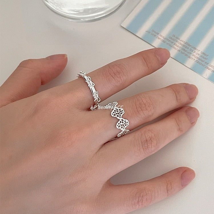 A관 - 925 실버 레이스 리본 디자인 오픈형 반지 [JZ-0726] 25.11-1