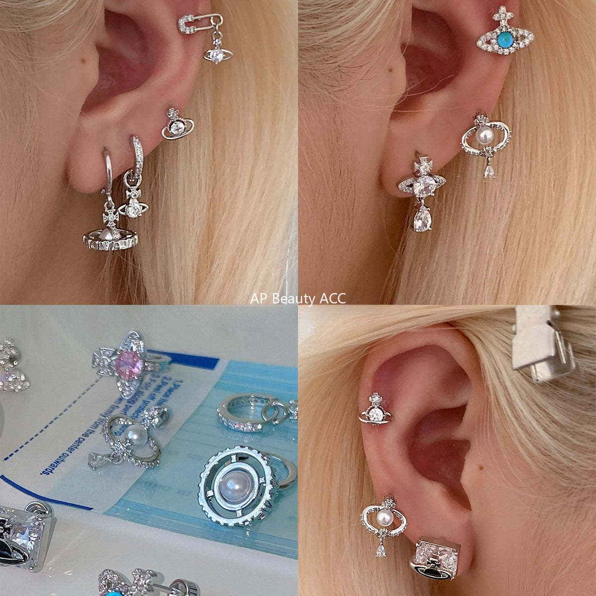 A관 - 큐빅 행성 티타늄 스틸 피어싱 귀걸이 [EH-4347] 25.12-1