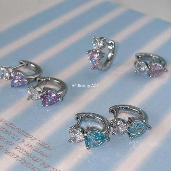 A관 - 투톤 하트 큐빅 티타늄 스틸 귀걸이 [EH-4331] 25.12-2