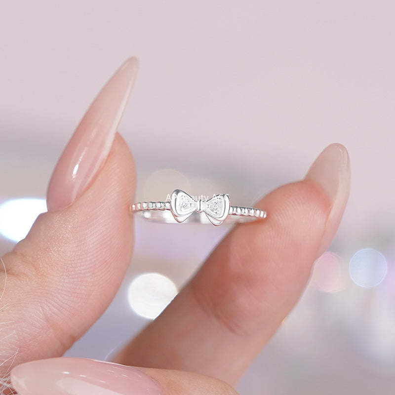 B관 - 925 실버 리본 큐빅 디자인 반지 [YC4816R_1] 25.10-4