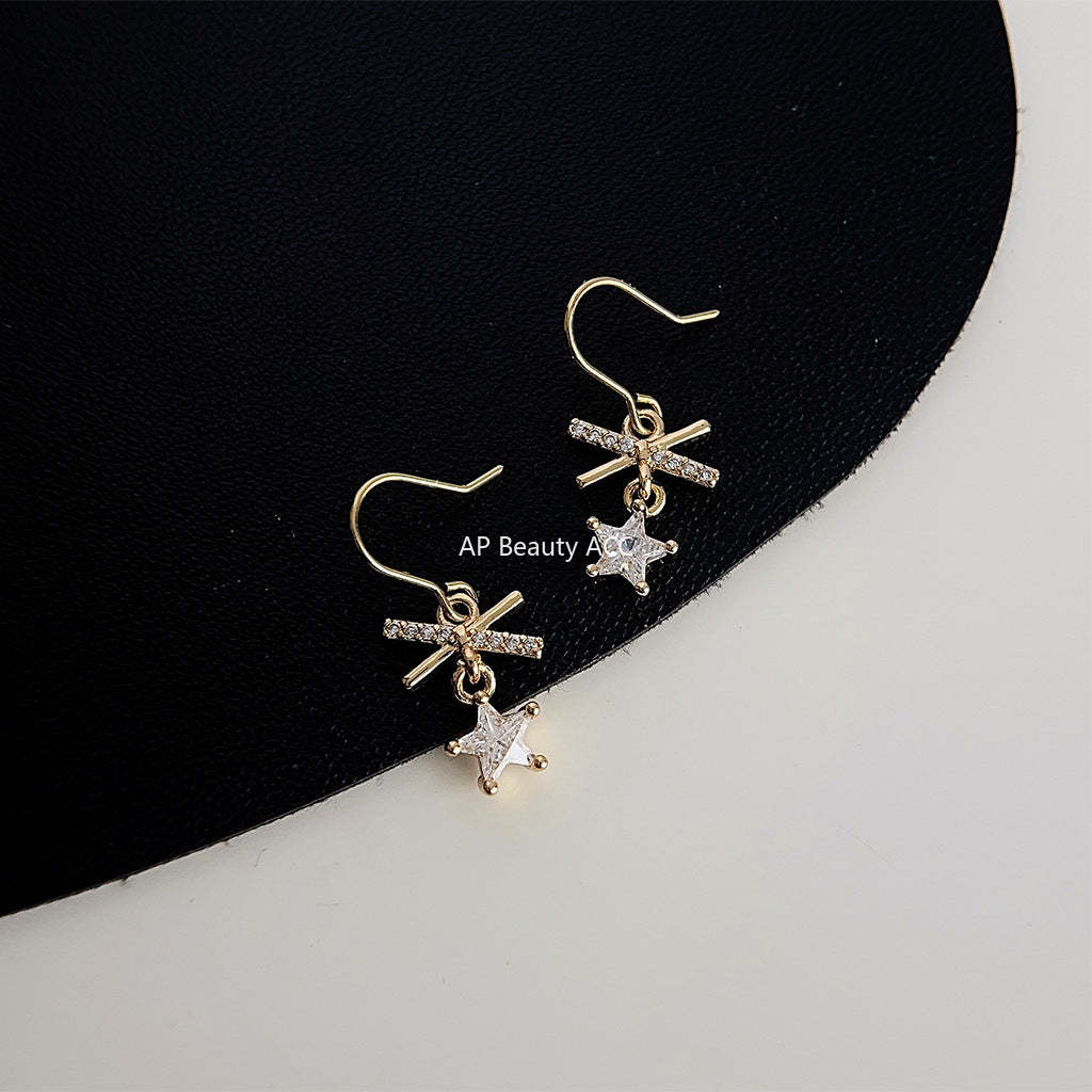 C관 - 업그레이드 18K 도금 큐빅 리본 고급스러운 귀걸이 [3784] 24.04-4