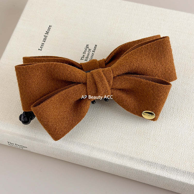 E관 - 양면 모직 리본 골드 포인트 집게핀 [27639] 25.11-1