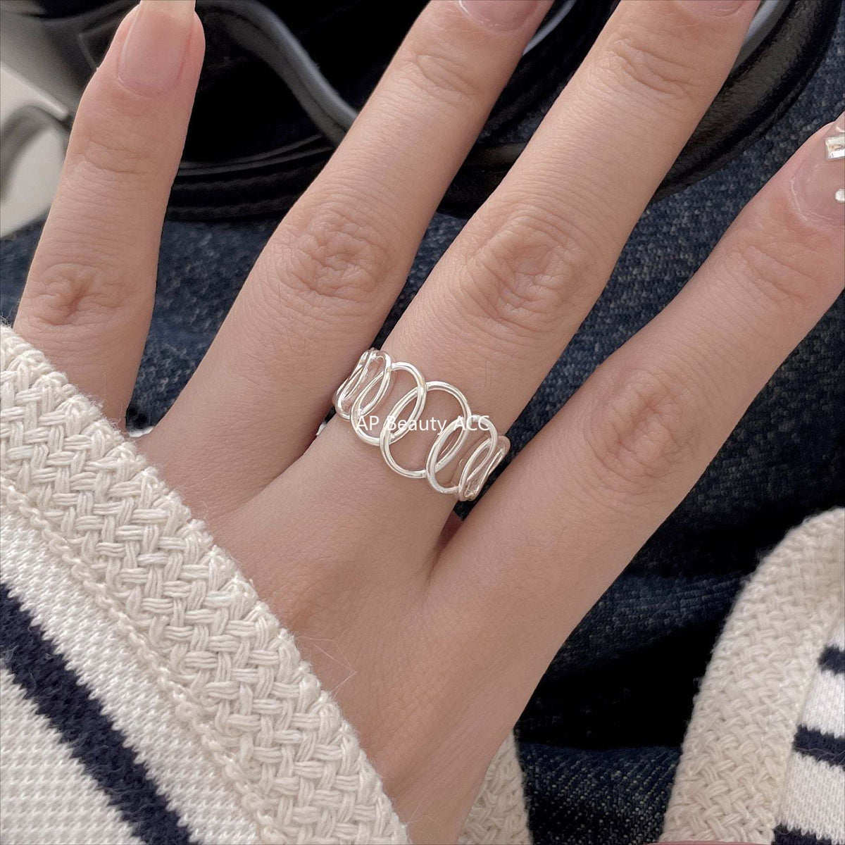 F관 - 925 실버 라인 타원 오픈형 반지 [J1899] 25.12-2