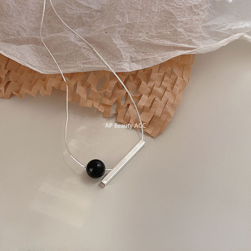 F관 - 925 실버 블랙 오닉스 스퀘어 목걸이 [B110] 25.10-1