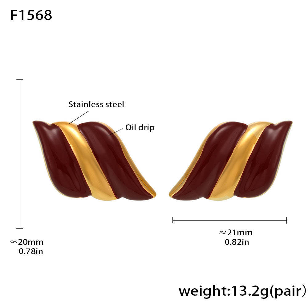 D관 - 날개 오일 코팅 18K 도금 스테인리스 스틸 귀걸이 [F1568-F1070] 25.02-1