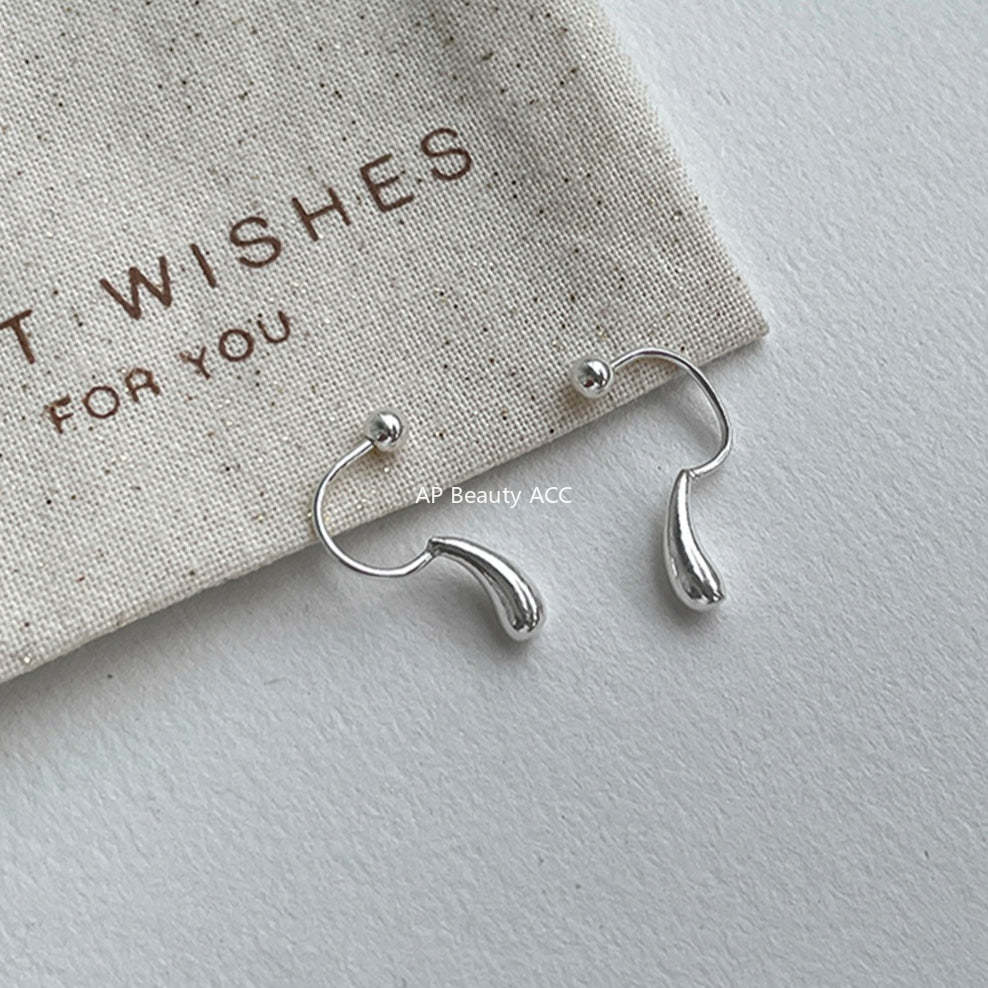 A관 - 999 실버 물방울 디자인 피어싱 귀걸이 [EH-3953] 25.10-4