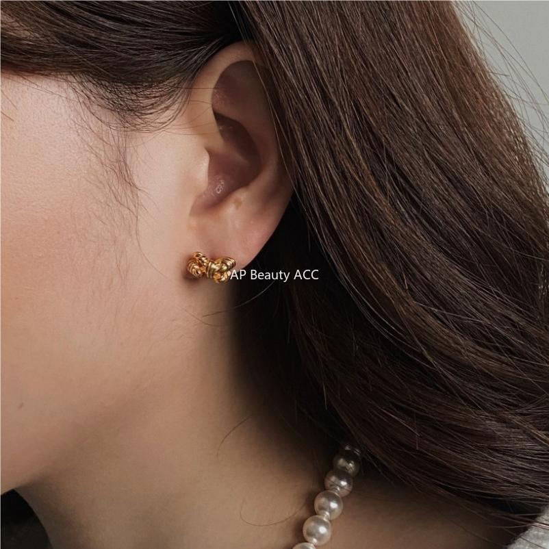 F관 - 925 실버 매듭 리본 모양 스터드 귀걸이 [C1089] 25.10-4