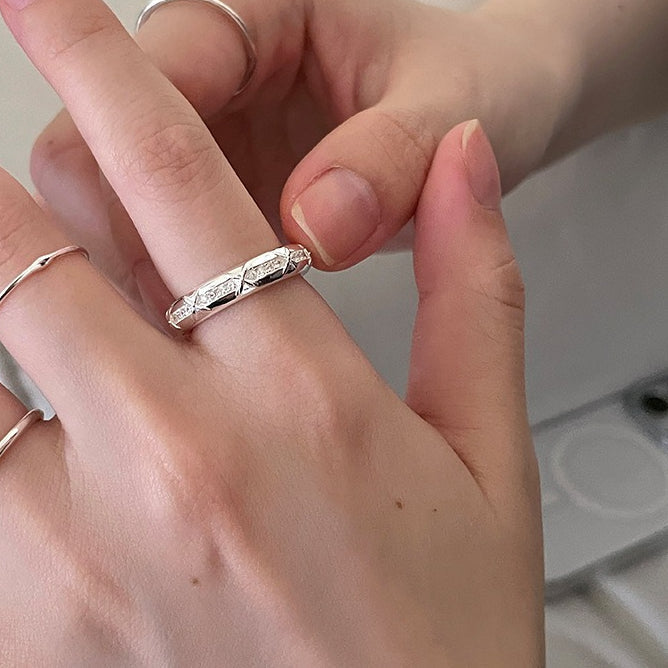 A관 - 큐빅 미니 크로스 디자인 오픈형 반지 [JZ-0727] 25.11-1