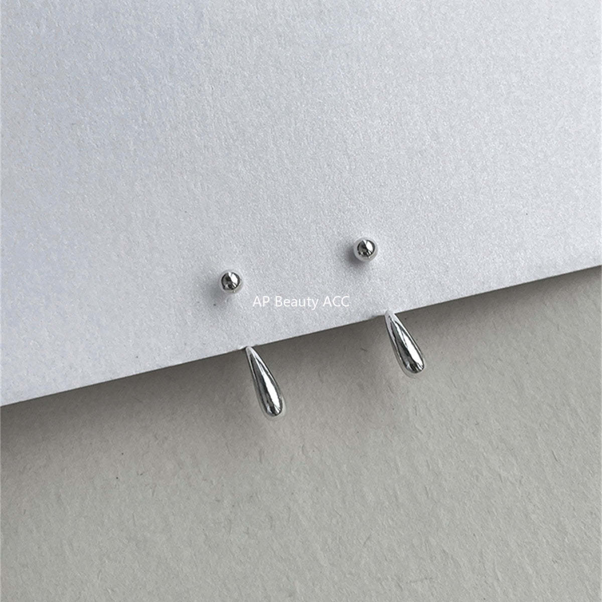 A관 - 999 실버 물방울 디자인 피어싱 귀걸이 [EH-3953] 25.10-4