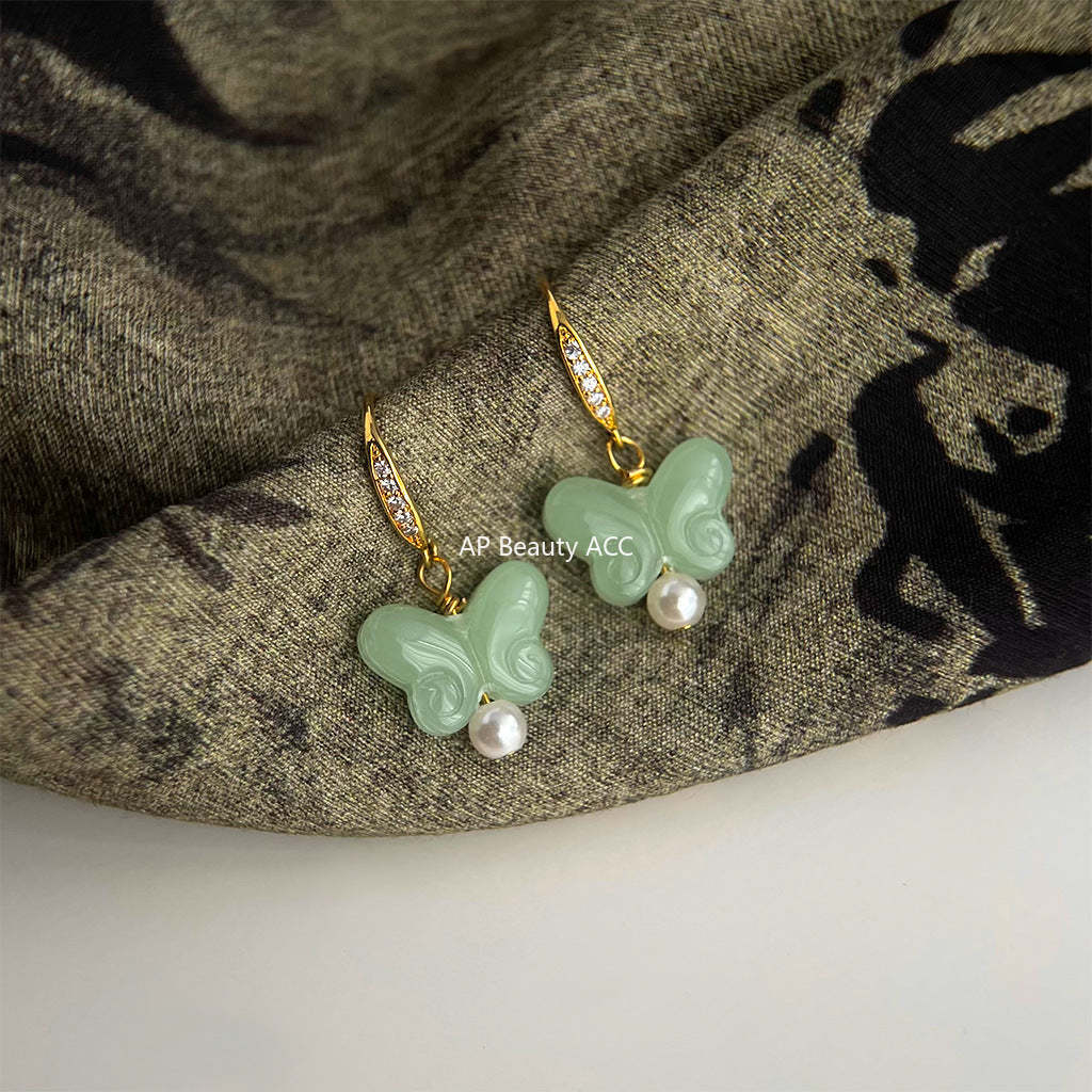 C관 - 나비 글라스 크리스탈 큐빅 감각적인 14K 도금 귀걸이 [4512] 24.07-2