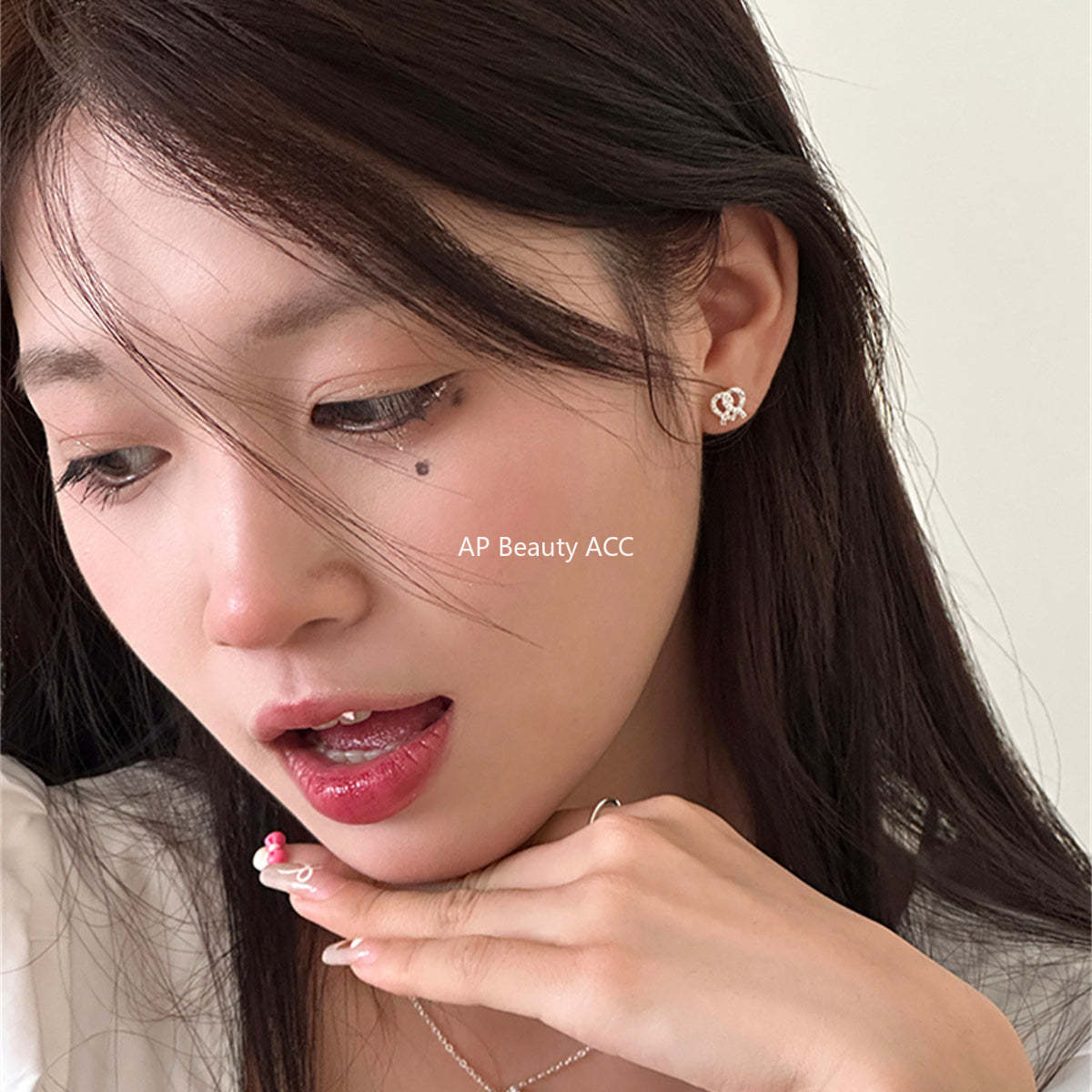 A관 - 925 은침 프레즐 하트 큐빅 귀걸이 [EH-3206] 24.09-3