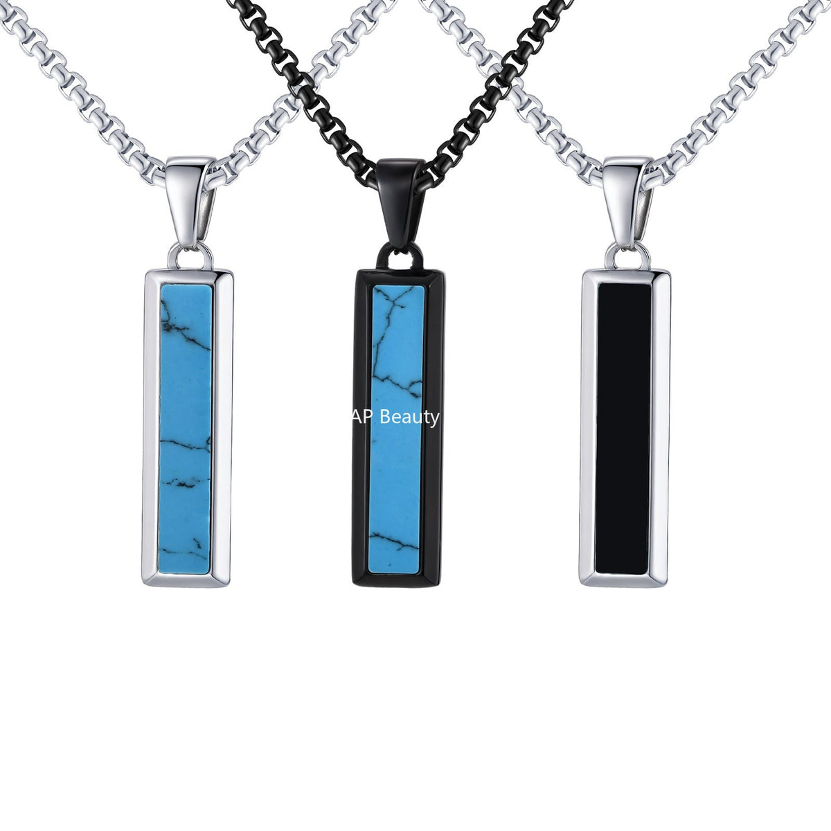 G관 - 스테인리스 오닉스 마노 터키석 펜던트 목걸이 [PN-2221] 25.11-1