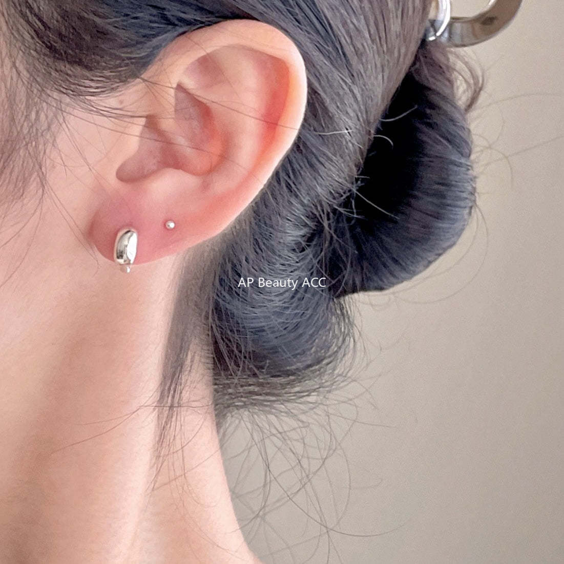 F관 - 925 실버 곡선형 볼드 링 귀걸이 [C1422] 25.11-4