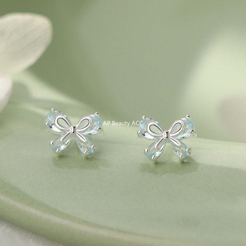 B관 - 925 실버 리본 모양 큐빅 귀걸이 [YC4264E_1] 25.09-4