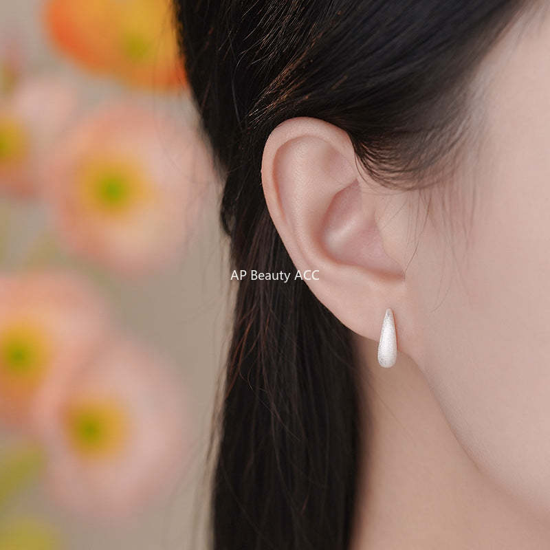 B관 - 999 실버 샌딩 물방울 모양 후크 피어싱 귀걸이 [YC2283E_1] 25.11-3